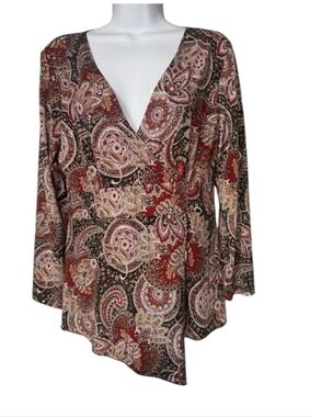 Susan Lawrence Medium Top Multicolor Sequins Paisley/Floral Partywear Stretchy